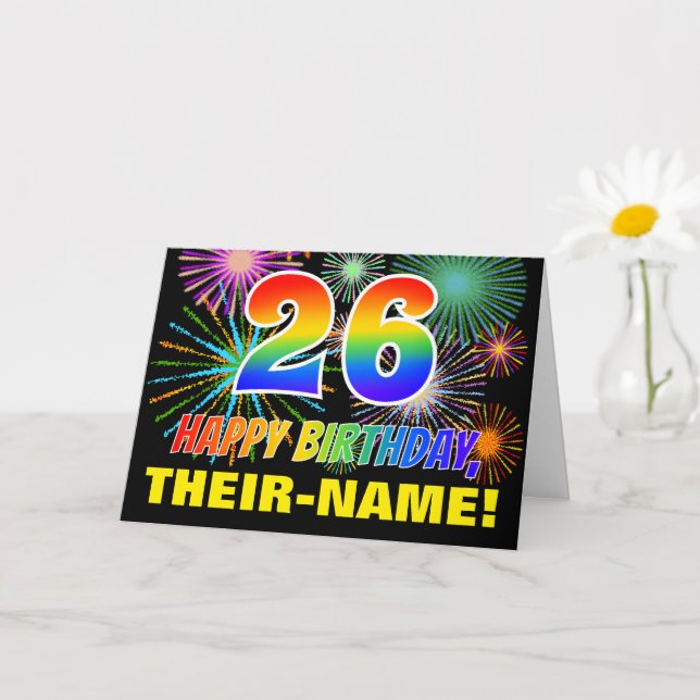Carte 26e anniversaire : Gras, Amusants, Feu d'artifice, (Petite plante)