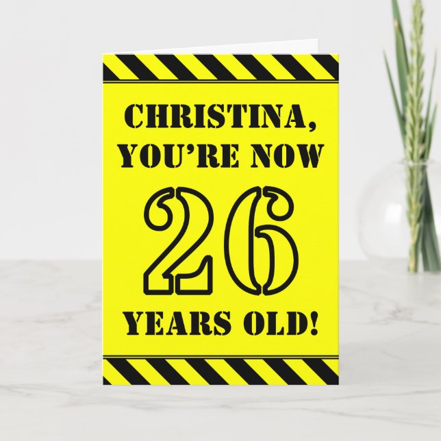 Carte 26e anniversaire : Jeu de style graphique, Nom per (Devant)