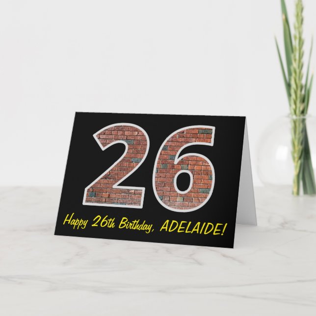 Carte 26e anniversaire - Motif de mur de briques "26" av (Devant)