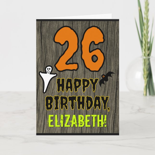 Carte 26e anniversaire : Thème d'Halloween Éffrayant, No (Devant)