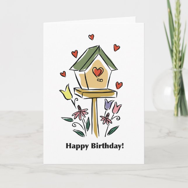 Carte 2734 Anniversaire de l'oiseaux du coeur (Devant)