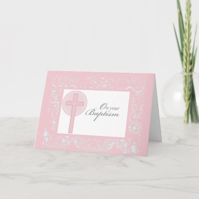 Carte 2790 Pink Lace Girl Baptism (Devant)