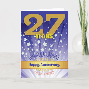 Carte 27 Anniversaire de Récupération Chiffre Gras