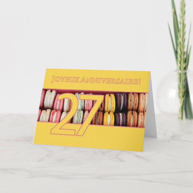 Carte 27e Anniversaire Français de Macaron-Joyeux ! (Devant)