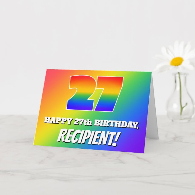 Carte 27e anniversaire : Motif Rainbow multicolore # 27 (Petite plante)
