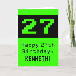 Carte 27e anniversaire : Nerdy / Geeky Style "27" et nom