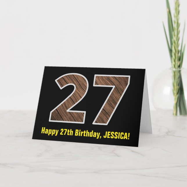 Carte 27e anniversaire : Nom + Faux Motif de céréales en (Devant)