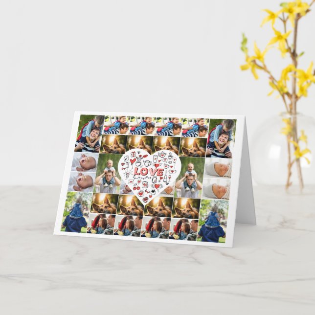 Carte 28 Photo Collage Cadre avec Love Hear Centerpiece (Fleur jaune)