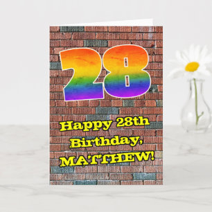 Carte 28e anniversaire : Arc-en-ciel amusant inspiré par