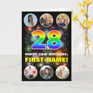 Carte 28e anniversaire : Arc en ciel amusant #, Nom pers