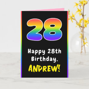Carte 28e anniversaire : Arc-en-ciel coloré # 28, Nom pe