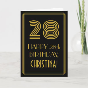Carte 28e anniversaire : Art Déco Inspiré Look "28" & No