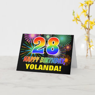 Carte 28e anniversaire : Gras, Amusants, Feu d'artifice,
