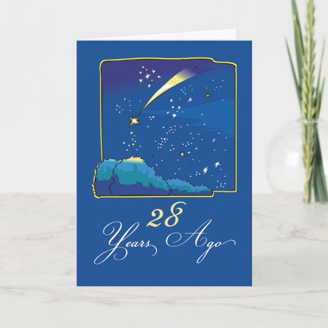 Carte 28ème anniversaire d'adoption avec étoiles et ciel (Devant)