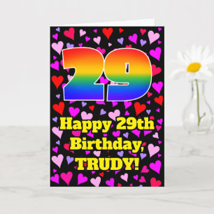 Carte 29e anniversaire : Amour Hearts Motif, Arc-en-ciel