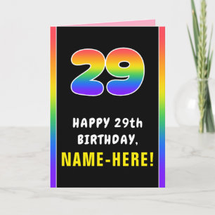 Carte 29e anniversaire : Arc-en-ciel coloré # 29, Nom pe