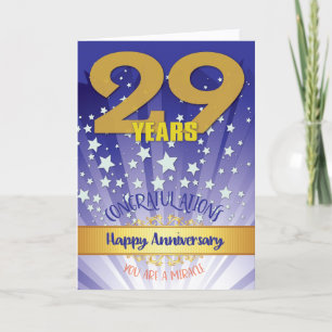 Carte 29e anniversaire de rétablissement chiffre gras