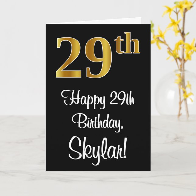 Carte 29e anniversaire ~ Elégant Luxueux Faux Gold Look  (Fleur jaune)