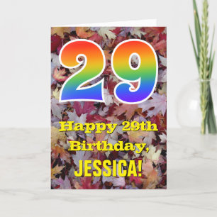 Carte 29e anniversaire; feuilles d'automne rustiques; ar