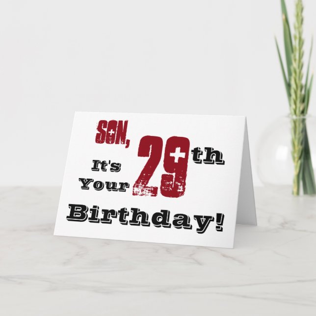 Carte 29ème salutation de l'anniversaire du fils dans (Devant)