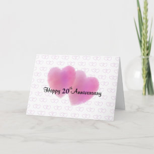 Carte 2 Coeurs Joyeux 20e anniversaire