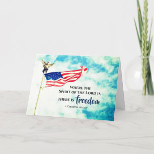 Carte 2 Corinthians 3:17 Il y a Freedom USA Drapeau
