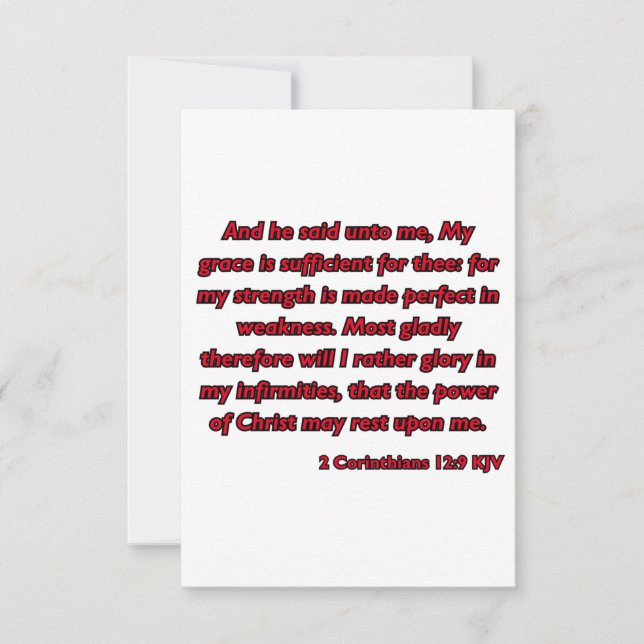 Carte 2 Corinthiens 12:9 Bible Écriture KJV Salutation (Devant)