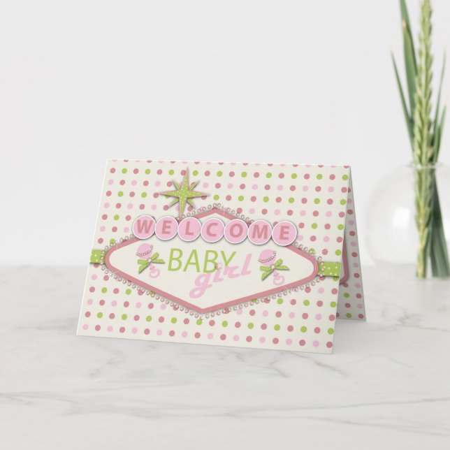 Carte 2 d'invitation de baby shower de Vegas (Devant)