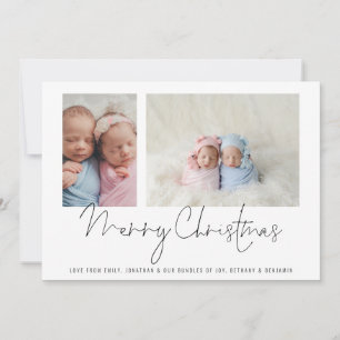 Carte 2 Photo Collage Bébé Jumeaux Premier Noël