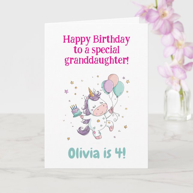 Carte 2e, 3e, 4e, 5e anniversaire, Licorne, Personnalisé (Orchidée)