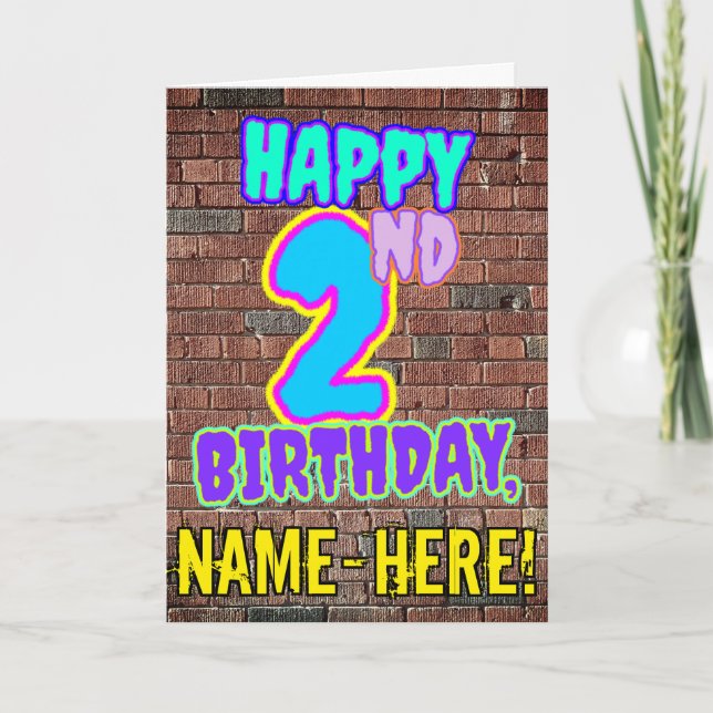 Carte 2e anniversaire - Amusant, Graffiti urbain inspiré (Devant)