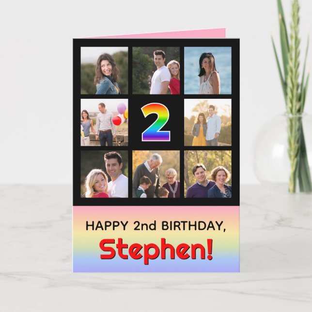 Carte 2e anniversaire : Arc en ciel amusant #, photos pe (Devant)