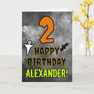 Carte 2e anniversaire : Eerie Halloween Thème + Nom pers
