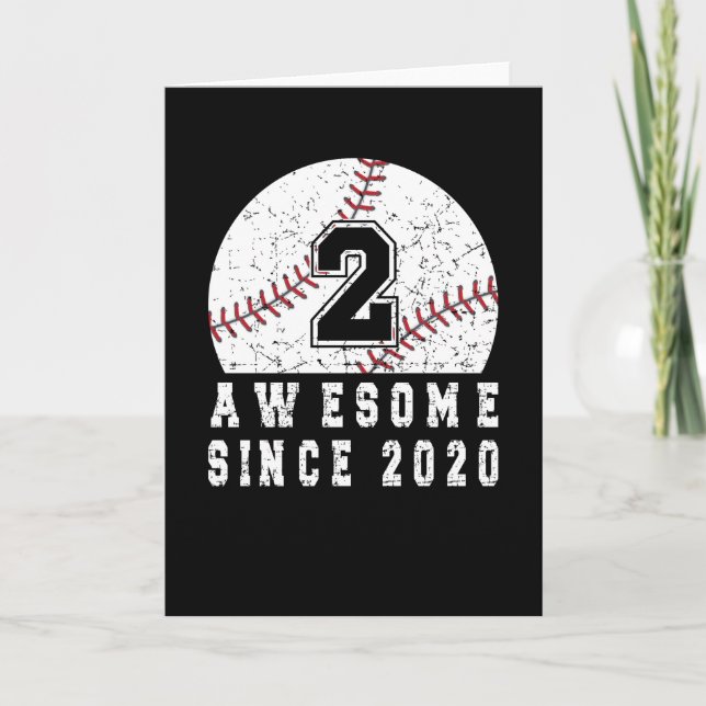 Carte 2E Anniversaire Né En 2020 Baseball Boy 2 An (Devant)