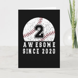 Carte 2E Anniversaire Né En 2020 Baseball Boy 2 An