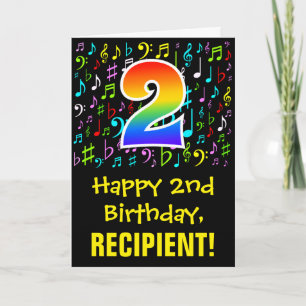 Carte 2e anniversaire : Symboles de musique colorée + Ar