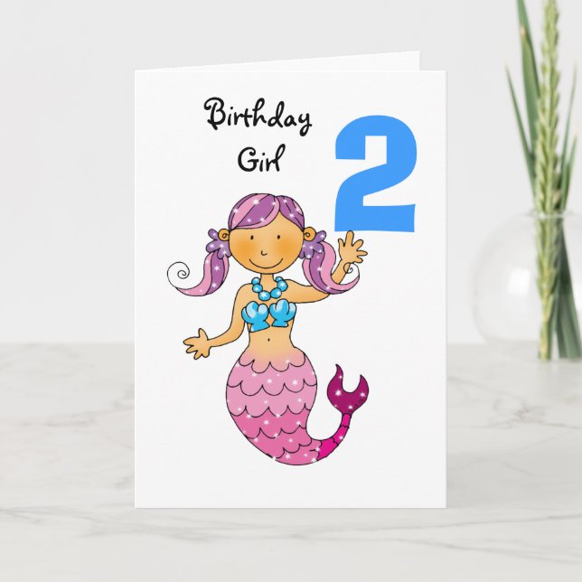 Carte 2e cadeau d'anniversaire pour une fille, mignonne  (Devant)