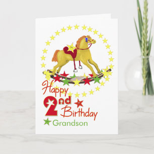 Carte 2ème Étoiles de cheval de basculage d'anniversaire