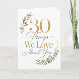 Carte 30 choses que nous aimons de vous pour votre 30e a
