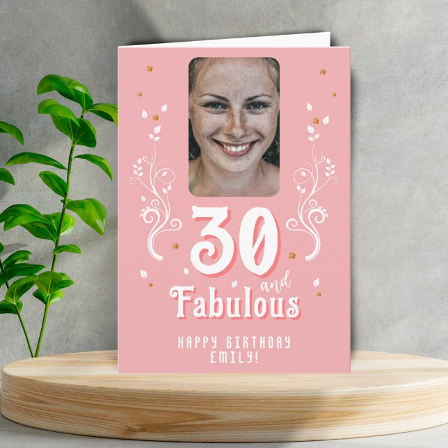 Carte 30 et Fabulous Foliage rose photo 30e anniversaire (Créateur téléchargé)