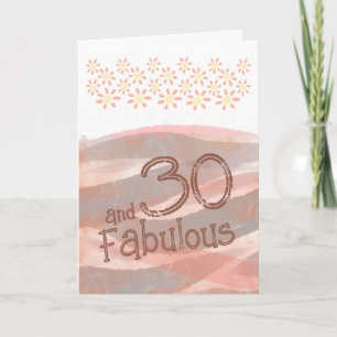 Carte 30 & Fabuleux Daisy Flower Aquarelle Anniversaire