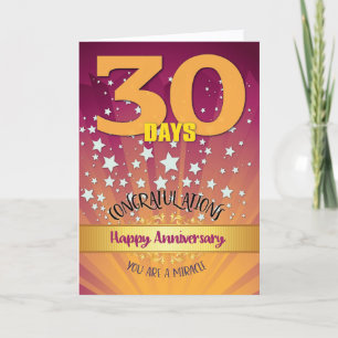 Carte 30 Jours d'Anniversaire de Récupération Numéral Gr