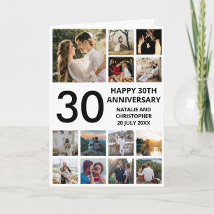 Carte 30e anniversaire 13 photo Collage noir et blanc