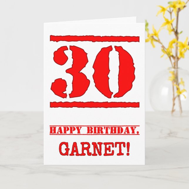 Carte 30e anniversaire : Amusant, Timbre en caoutchouc r (Fleur jaune)