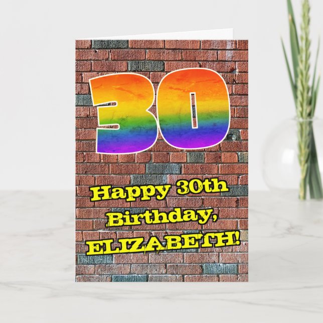 Carte 30e anniversaire : Arc-en-ciel amusant inspiré par (Devant)