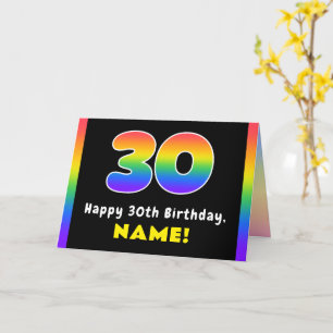 Carte 30e anniversaire : Arc-en-ciel coloré # 30, Nom pe