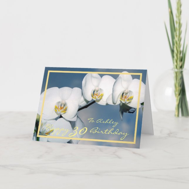 Carte 30e Anniversaire Ashley White Orchids Elégant Gold (Devant)
