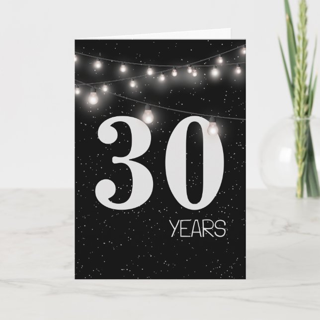 Carte 30e anniversaire avec lumières et étoiles (Devant)
