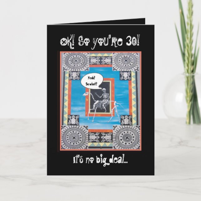 Carte 30e anniversaire avec Skeleton équitation - FUNNY (Devant)