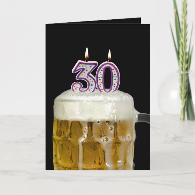 Carte 30e anniversaire Bière sur noir (Devant)